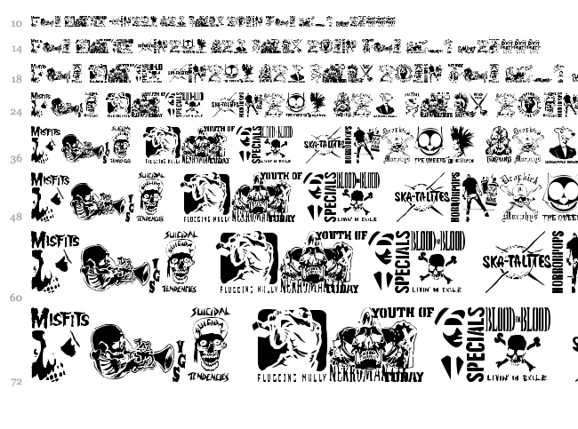 Stencil Punks Band Logos font waterfall